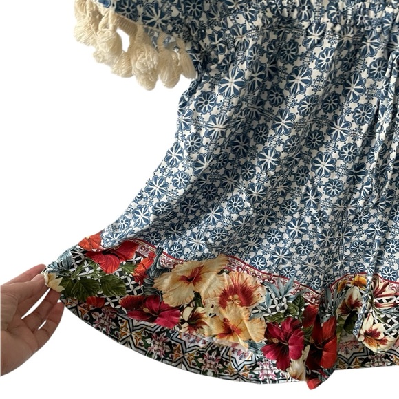 Farm Rio De Janeiro by Anthropologie women's floral tassel romper Size L - Picture 6 of 10